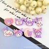 Bonito tocado de resina con forma de gato rosa, botón, lazo, zorro morado, accesorios de joyería de dibujos animados