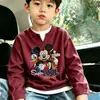 Camiseta de Manga Larga con Estampado de Dibujos Animados Nueva y Elegante para Niños Mayores, Versátil Dos en Uno Estilo Coreano Cuello Redondo Camiseta Básica para Primavera y Otoño