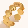 Anel Aberto Europeu e Americano Transfronteiriço de Aço Inoxidável Banhado a Ouro 18K Moda Vintage Personalidade Tendência Joias para Mulheres