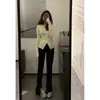 Tejido de Punto de Diseño Irregular con Camiseta Básica para Mujer en Otoño e Invierno, Top de Punto de Otoño de Alta Gama con Efecto Adelgazante