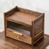 Estante de Almacenamiento para Juego de Té Nogal Americano Doble Capa Estante Bogu Madera Maciza China Tetera Taza de Té de Arena Morada Estante Escurridor