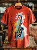 Moda Transfronteiriça Estampa de Padrão Artístico de Jazz Masculina Gola Redonda Manga Curta Estampa Digital 3D Feito Sob Medida, A Partir de Uma Peça