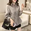 Camiseta Elegante de Manga Longa para Mulheres Plus Size 2026, Camisa Elegante com Ajuste na Cintura, Top de Comprimento Médio para Mulheres