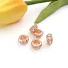 1 Pieza de Cuentas Espaciadoras de Agujero Grande de Colores con Pedrería 6X10Mm Pulsera Creativa de Abalorios DIY Accesorio de Joyería de Aleación