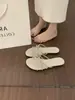 Pantuflas de Verano para Mujer con Tira Cruzada de Pedrería Estilo Francés, Punta Abierta, Cómodas Sandalias Planas Estilo Romano para Uso Exterior
