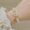 Pulsera de Cuentas de Vidrio Pulsera de Flor Dulce Lirio para Mujer Joyería para Niña Regalo para Estudiante Joker Joyería de Mano al Por Mayor