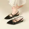 Zapatos de Mujer de Moda y Elegantes 2026 Verano Elegantes Mary Janes de Punta Tachonados Mocasines Poco Profundos de Charol