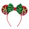 Diadema Navideña de Orejas de Ratón Mickey Mouse para Parque de Atracciones Fiesta Disfraz Accesorios para la Cabeza Navideños Diadema con Lazo