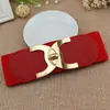 016021 Otoño e Invierno Estilo Coreano Moderno Versátil Para Mujer Cinturón Ancho Decorativo Cintura Elástica Cinturón de Cuero Para Mujer Cinturón Rojo