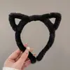 Diadema de Gato Lindo con Orejas de Felpa Accesorios para el Cabello Lavado de Cara Diadema para Mostrar la Cara Reducción de Edad Pequeña Otoño e Invierno Pinzas para el Cabello de Gatito Negro