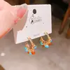 Brincos de Argola Estilo Étnico com Contas Esmeralda Agulha de Prata, Brincos Pequenos de Tarraxa com Bolas Pequenas Estilo Coreano Design de Alto Padrão para Mulheres