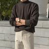 Suéter de gola alta meia MYQ masculino outono e inverno solto estilo coreano moderno engrossado preto gola média malha camisa suéter