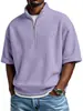 Sitio Independiente Europeo y Americano Comercio Exterior Transfronterizo Camiseta Casual para Hombre de Primavera y Verano Holgada de Manga Corta con Cremallera y Cuello Alto Estilo Nuevo