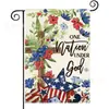 Popular Bandera de Jardín del Día de la Independencia de Amazon Perro Estrella Estampado Material de Lino Bandera Decorativa Americana para Exteriores