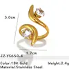 Anillos de Acero Inoxidable con Circonitas Estilo Europeo y Americano con Diseño de Línea, Sensación de Alta Gama, Apilables, Anillos Abiertos de Acero de Titanio de Alta Gama Que No Se Desvanecen