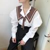 Estilo Navy con Cordones Estilo Coreano Otoño e Invierno Todo Combinable Bufanda de Moda Tejida Chal Pequeño para Mujer Sencillo para Usar Encima Chal Falso de Dos Piezas