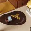 Posavasos de cuero anti-quemaduras con estampado de taza de café, protector de escritorio de forma irregular, mantel antideslizante para escritorio y tocador