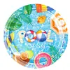 Suministros para Fiesta de Piscina de Productos Nuevos Transfronterizos Decoración de Fiesta Vasos de Papel Servilletas de Papel Manteles Banderines de Fiesta de Cumpleaños Decoración de Vajilla