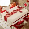 Mantel de Año Nuevo Estilo Francés Impermeable y a Prueba de Aceite, Sin Lavado, Nuevo Modelo 2026, Lujo Ligero, Atmósfera de Alta Gama, Mantel Rojo para Mesa de Café