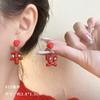 Pendientes Festivos Rojos de Año Nuevo para Mujer Pendientes de Temperamento de Alta Gama Nuevos Pendientes Calientes de Otoño e Invierno Pendientes de Boda de Año Nuevo