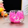 Taza de Café de Vidrio de Doble Capa con Flor Real para Celebridad de Internet Universal Transfronteriza, Valor de Color Alto, Regalo de Acompañamiento, Vaso Simple de Borosilicato