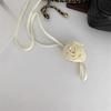 Rosa para el cuello ~ Blogger de Corea del Sur mismo estilo flor tridimensional cadena para clavícula correa collar gargantilla cadena para el cuello femenina