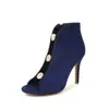 Zapatos de Mujer Sandalias de Verano Tacones Altos Metálicos Talla Grande 40-46 Zapatos de Caña Alta de Gamuza 581-13