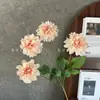 Flores Artificiales con 4 Cabezas de Hermosas Flores de Dalia, Adecuadas para Salones de Bodas, Arreglos Florales, Decoración del Hogar, Fondos de Fotografía de Alta Gama y Flores Artificiales Falsas