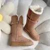 Botas de nieve gruesas con forro polar para mujer, botas de tubo alto con cinturón, zapatos de algodón gruesos para el noreste, botas largas de doble uso