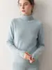 Novo Suéter de Cashmere Feminino para Outono e Inverno 2026, Gola Alta, Tricô, Estilo Preguiçoso, Manga Longa, Simples e Versátil