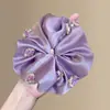 Elástico de Cabelo de Renda Estilo Coreano para Rabo de Cavalo, Scrunchie Grande, Elástico para Coque, Acessório de Cabelo de Luxo para Meninas