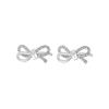 Pendientes de plata S925 estilo coreano con forma de lazo de circonita, diseño de nicho femenino, luz avanzada y lujosa.