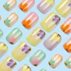Uñas Manicura de Pétalos con Purpurina para Chicas Atrevidas, Piezas de Uñas con Impresión de Color, Productos Terminados al por Mayor, Uñas Portátiles Más Vendidas Transfronterizas