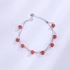 Pulsera de Cuentas de Doble Capa de Granate Rojo Cristal de Alta Calidad para Mujer Verano ins Plata Esterlina Estilo Coreano Pulsera Simple Personalizada