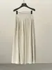 Saia Jianhe 2026 Nova Coleção Primavera Cintura Alta Design Plissado Linho Tencel Elegante Barra Larga 59235