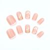 Parche de uñas postizas cortas francesas simples y suaves de deseo puro con brillo de estrella de flor blanca europea y americana lote mixto