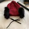 Protección Auditiva Otoño e Invierno Felpa Engrosada Sombrero Lei Feng Circunferencia de Cabeza Grande Hace que la Cara se Vea Más Pequeña Cálido Protección contra el Frío Tejido de Lana Sombrero de Punto para Mujer