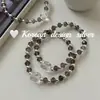 Pulseira de Alta Qualidade Estilo Coreano com Contas de Cristal de Chá em Prata Esterlina S925 e Cordão Elástico de Cristal Transparente Multifacetado