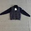 M Tamanho Europeu Série Exclusiva de Tricô Patchwork Jaqueta de Algodão Coleção Outerwear Gola Alta com Capuz Luxo Europeu Estilo Old Money Rua