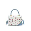 Bolso pequeño cuadrado fresco y dulce para mujer, nuevo bolso de hombro con bloques de color color cereza para verano y otoño 2026, bolso cruzado para el trabajo