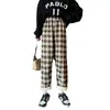 Pantalones de Cuadros Forrados de Polar para Mujer Primavera Cintura Alta Gruesos Cálidos Pierna Recta Pantalones de Lana de Cordero Se Pueden Usar Afuera Pantalones de Cuadros Pierna Ancha