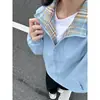 Chaqueta de retazos a cuadros estilo americano transfronteriza de ajuste limpio, chaqueta acolchada de algodón, otoño e invierno, holgada, tacto de alta gama, chaqueta acolchada de algodón engrosada, prenda de abrigo
