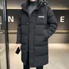 Jaqueta Longa de Penas Masculina Nova para o Inverno Waffle Acolchoada com Capuz Venda Direta da Fábrica Dropshipping