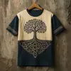 Camiseta Masculina Casual de Verão 2026 Europeia e Americana Transfronteiriça Manga Curta Solta Gola Redonda Estilo Étnico 3D Estampa Digital Manga Curta