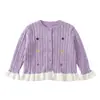 Suéter cárdigan para niña atuendo de otoño 2026 nuevo top para niños chaqueta de punto súper linda para niña pequeña principios de primavera