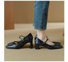 Zapatos Negros de Tacón Alto de Cuero Suave Estilo Retro Francés Nueva Colección Primavera 2026 Tacón Grueso Hebilla de Una Línea Zapatos Mary Jane para Mujer