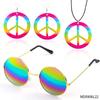 Accesorios de Disfraz Hippie de los años 60 Diadema de Girasol Gafas Redondas y Collar de Cincel de Paz Aretes traje