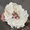 Coreia do Sul Ins Creme Cor Cetim Ballet Vento Intestino Grosso Anel de Cabelo Fresco Headwear Bola Anel de Cabelo