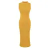 Vestido de verano sexy y elegante estilo coreano, de color liso, ajustado, sin mangas, con abertura, vestido largo de punto bodycon para mujer
