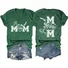 Camiseta feminina com V, símbolo musical divertido de mãe de banda, estoque pronto, cruzada da Amazon, europeia e americana, Ebay, solta, manga curta